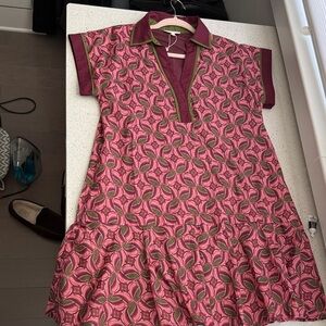 Entro Geometric Pink and Olive Mini Dress